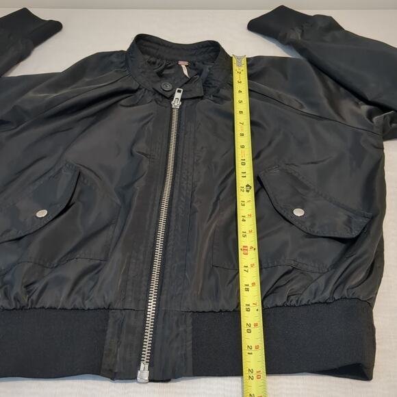 Free People Womens M Whimsigoth Bomber Jacket Midnight Black Streetwear Grunge - Picture 12 of 15